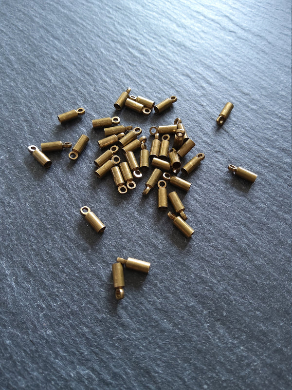 50, 250 or 1000 Antique Bronze End Caps for 1.5mm Cord Necklaces (2mm end caps) 8x2.8mm