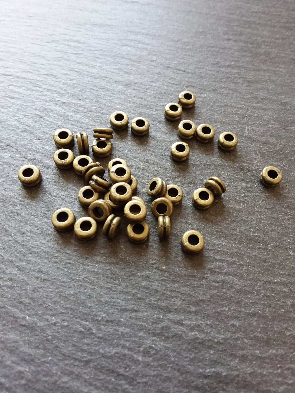 40 or 200 Antique Bronze Tone 6mm Round Macaron Spacer Beads 6x3mm