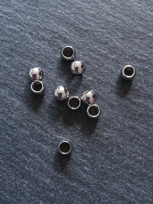 20 or 100 Stainless Steel 5mm Barrel Beads Smooth Solid Round Spacer with 3.2mm Hole
