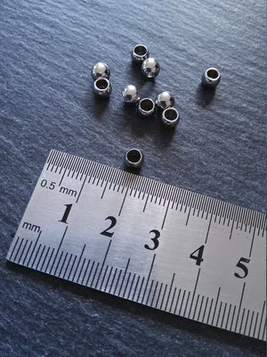 20 or 100 Stainless Steel 5mm Barrel Beads Smooth Solid Round Spacer with 3.2mm Hole