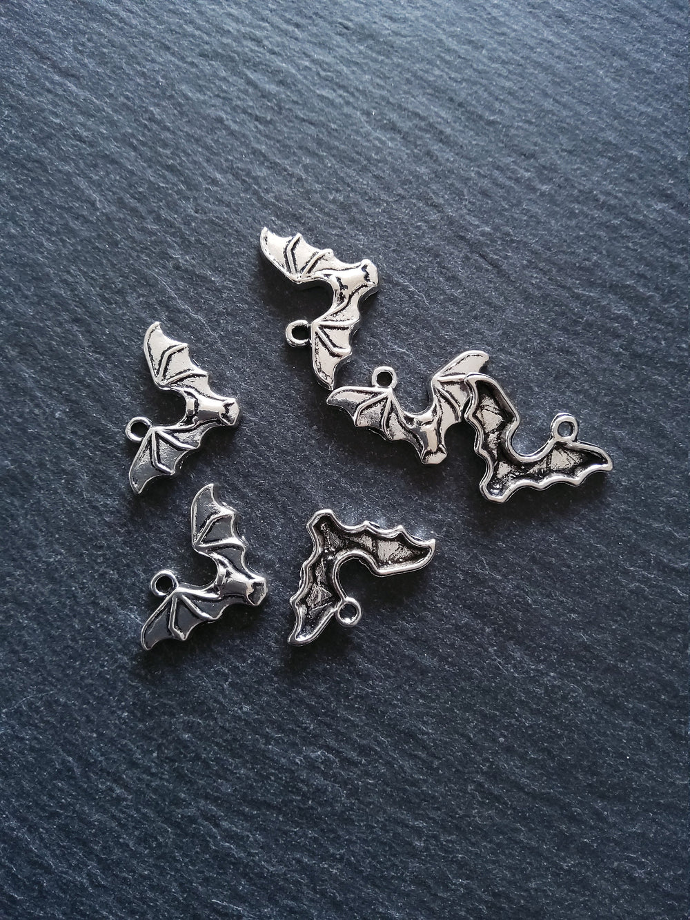 10 or 50 Flying Bat Pendant charms Antique Silver Tone 24x15x3mm