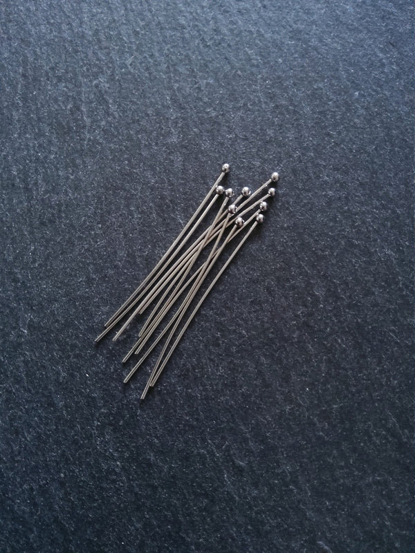 20 or 100 Stainless Steel Ball Head Pins 50mm (2”) Long 0.7mm Wide (21 gauge)