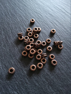 20 or 100 Antique Copper Alloy 6mm Flattened Round Macaron Spacer Beads 6x3mm Hole: 2mm