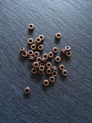 20 or 100 Antique Copper Alloy 6mm Flattened Round Macaron Spacer Beads 6x3mm Hole: 2mm