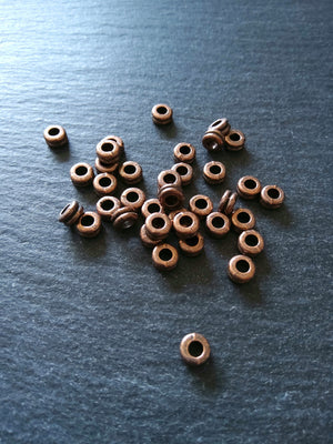 20 or 100 Antique Copper Alloy 6mm Flattened Round Macaron Spacer Beads 6x3mm Hole: 2mm