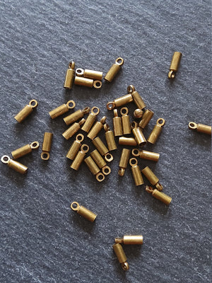 50, 250 or 1000 Antique Bronze End Caps for 1.5mm Cord Necklaces (2mm end caps) 8x2.8mm