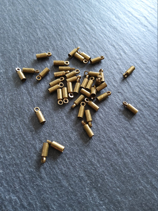 50, 250 or 1000 Antique Bronze End Caps for 1.5mm Cord Necklaces (2mm end caps) 8x2.8mm