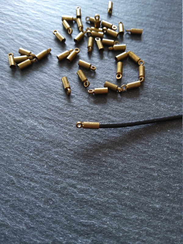 50, 250 or 1000 Antique Bronze End Caps for 1.5mm Cord Necklaces (2mm end caps) 8x2.8mm