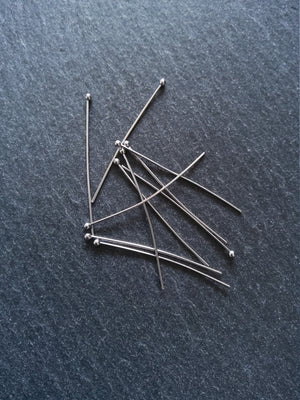 20 or 100 Stainless Steel Ball Head Pins 40mm Long 0.7mm Wide (21 gauge)