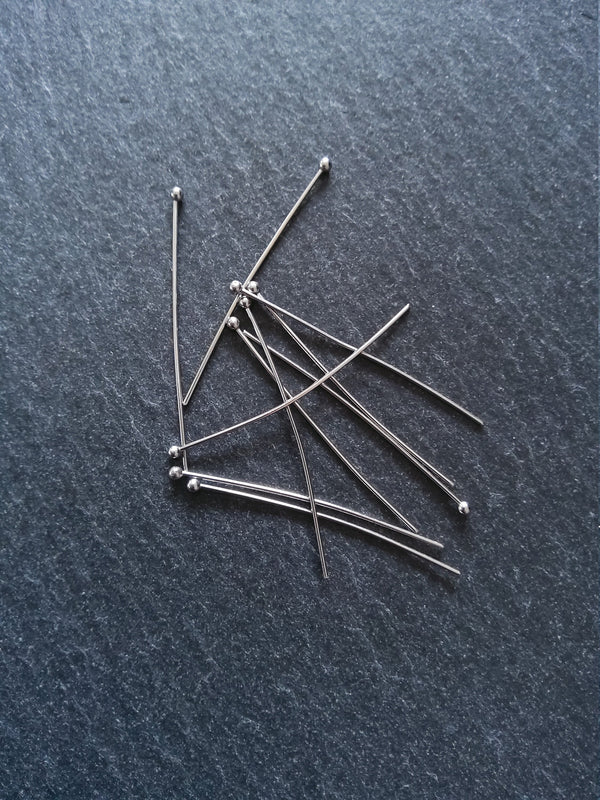 20 or 100 Stainless Steel Ball Head Pins 40mm Long 0.7mm Wide (21 gauge)