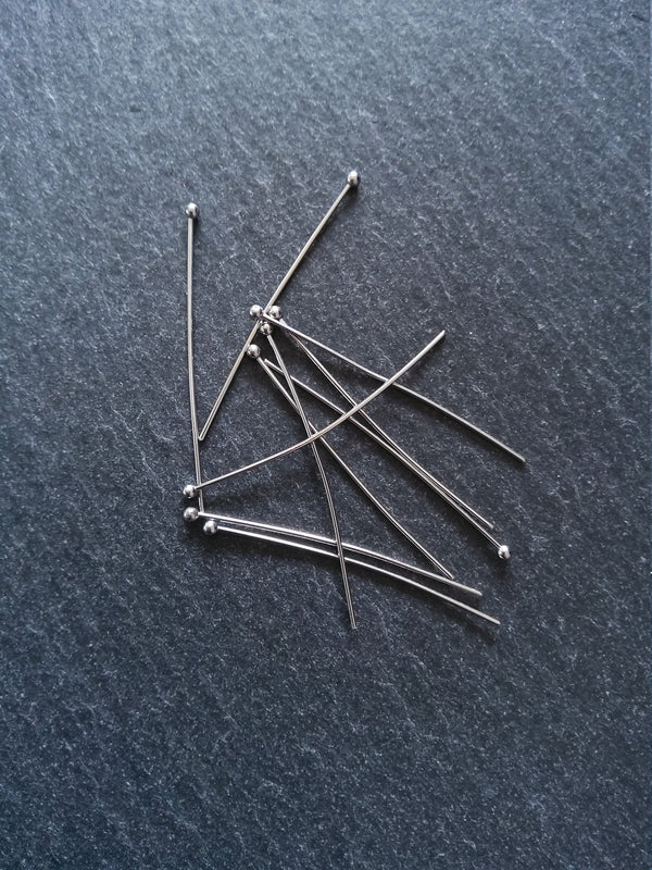 20 or 100 Stainless Steel Ball Head Pins 50mm (2”) Long 0.7mm Wide (21 gauge)