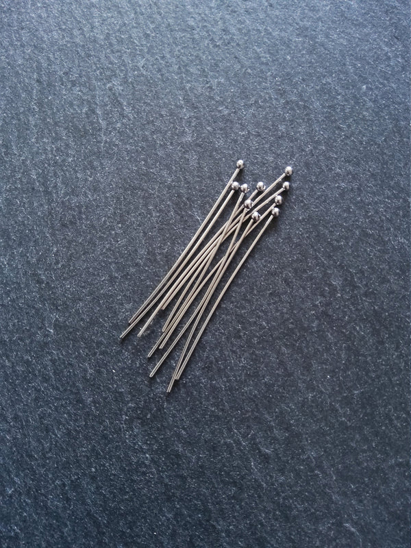 20 or 100 Stainless Steel Ball Head Pins 50mm (2”) Long 0.7mm Wide (21 gauge)