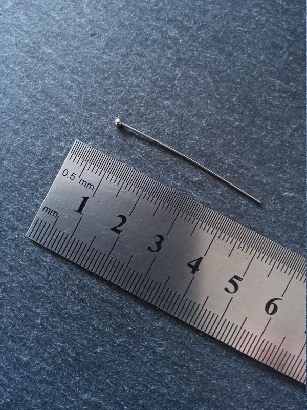 20 or 100 Stainless Steel Ball Head Pins 40mm Long 0.7mm Wide (21 gauge)