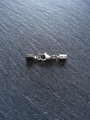 Stainless Steel Crimp End sets for 3mm to 3.5mm Round Cord with (or without) Extender Chain