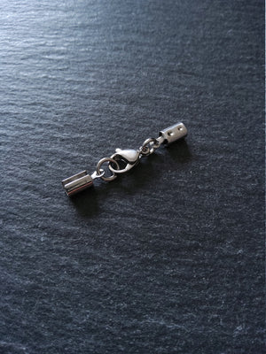 Stainless Steel Crimp End sets for 3mm to 3.5mm Round Cord with (or without) Extender Chain
