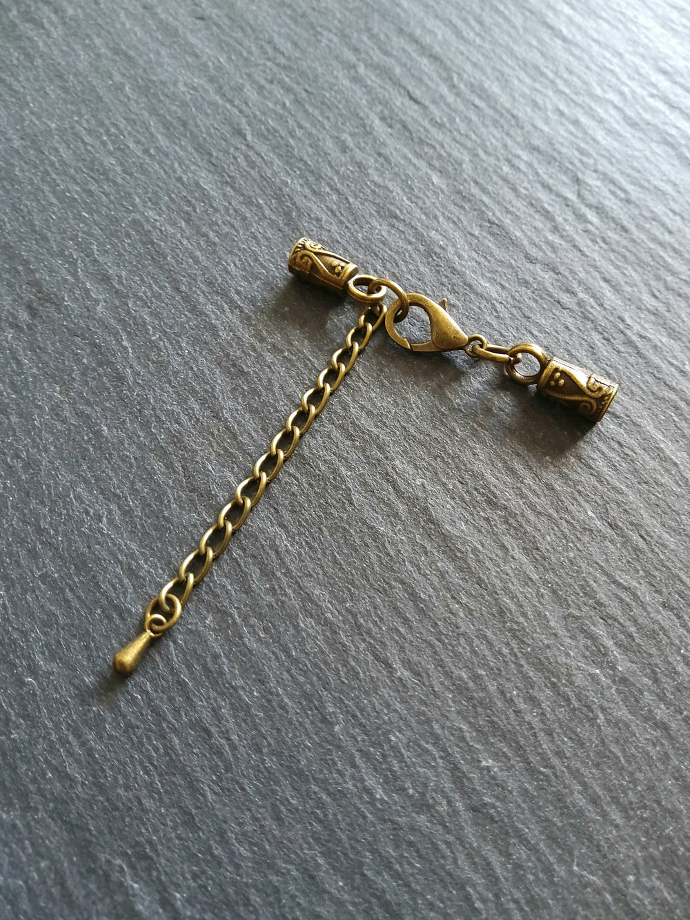 5 or 25 Antique Bronze Patterned End Cap Sets for 3mm Cord Necklaces (3.5mm end caps)