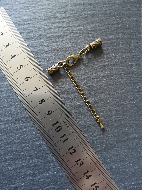 5 or 25 Antique Bronze Patterned End Cap Sets for 3mm Cord Necklaces (3.5mm end caps)