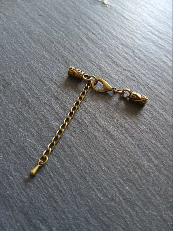 5 or 25 Antique Bronze Patterned End Cap Sets for 3mm Cord Necklaces (3.5mm end caps)