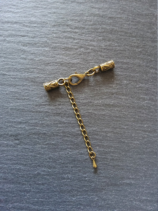 5 or 25 Antique Bronze Patterned End Cap Sets for 3mm Cord Necklaces (3.5mm end caps)