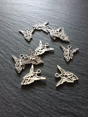 10 or 50 Fairy Charms Antique Silver Tone 20x19mm