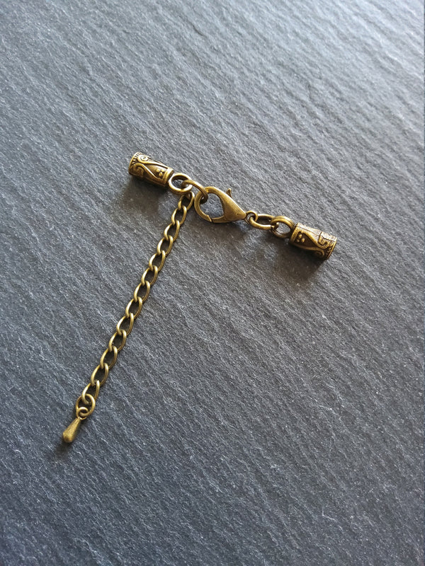 5 or 25 Antique Bronze Patterned End Cap Sets for 3mm Cord Necklaces (3.5mm end caps)