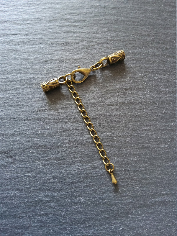 5 or 25 Antique Bronze Patterned End Cap Sets for 3mm Cord Necklaces (3.5mm end caps)