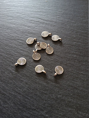 20 or 100 Round Swirl Charms Antique Silver Tone 12x8x1.5m Nickel FREE - ContentedCatz