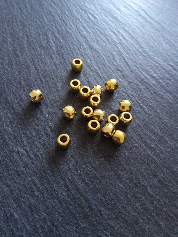 20 or 100 Bright Gold 6mm Smooth Plain Barrel Metal Alloy Spacer Beads 6x5mm Hole: 2.8mm
