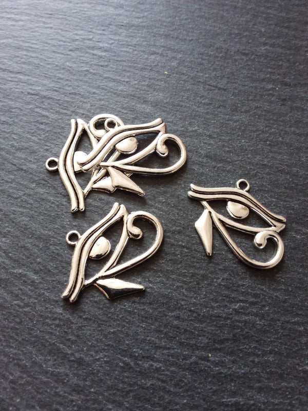 4 or 20 Eye of Horus Charms Egyptian Antique Silver Tone 33x26mm