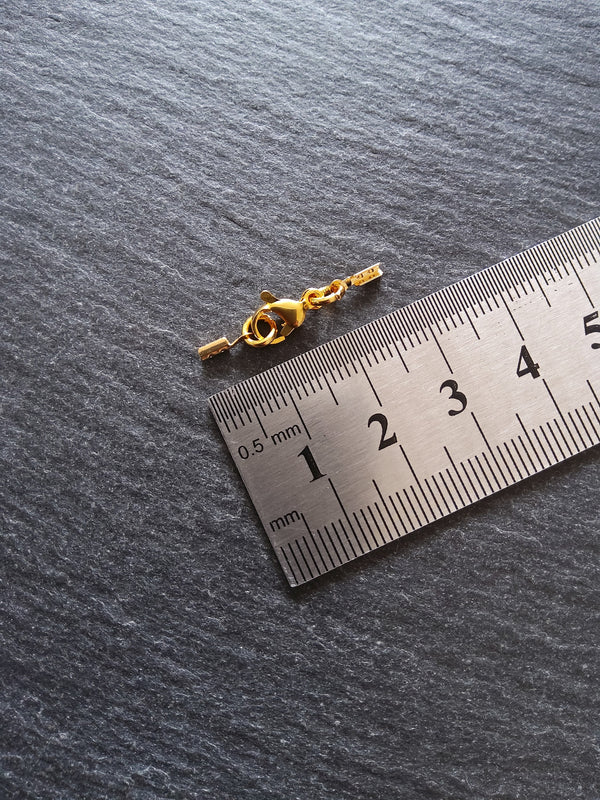 4 or 20 Gold Stainless Steel Folding Crimp End Sets for 0.5mm to 1mm Cord