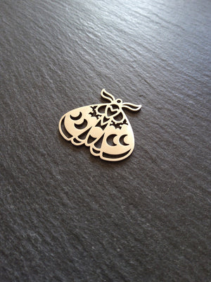 1 or 5 Stainless Steel Moth Pendant Charm Flat 30x28mm