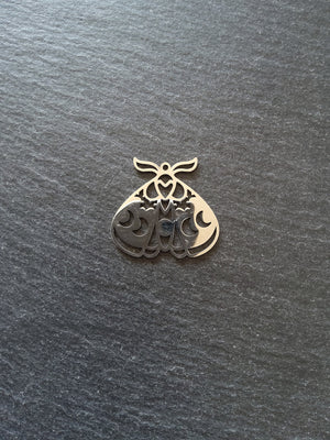 1 or 5 Stainless Steel Moth Pendant Charm Flat 30x28mm