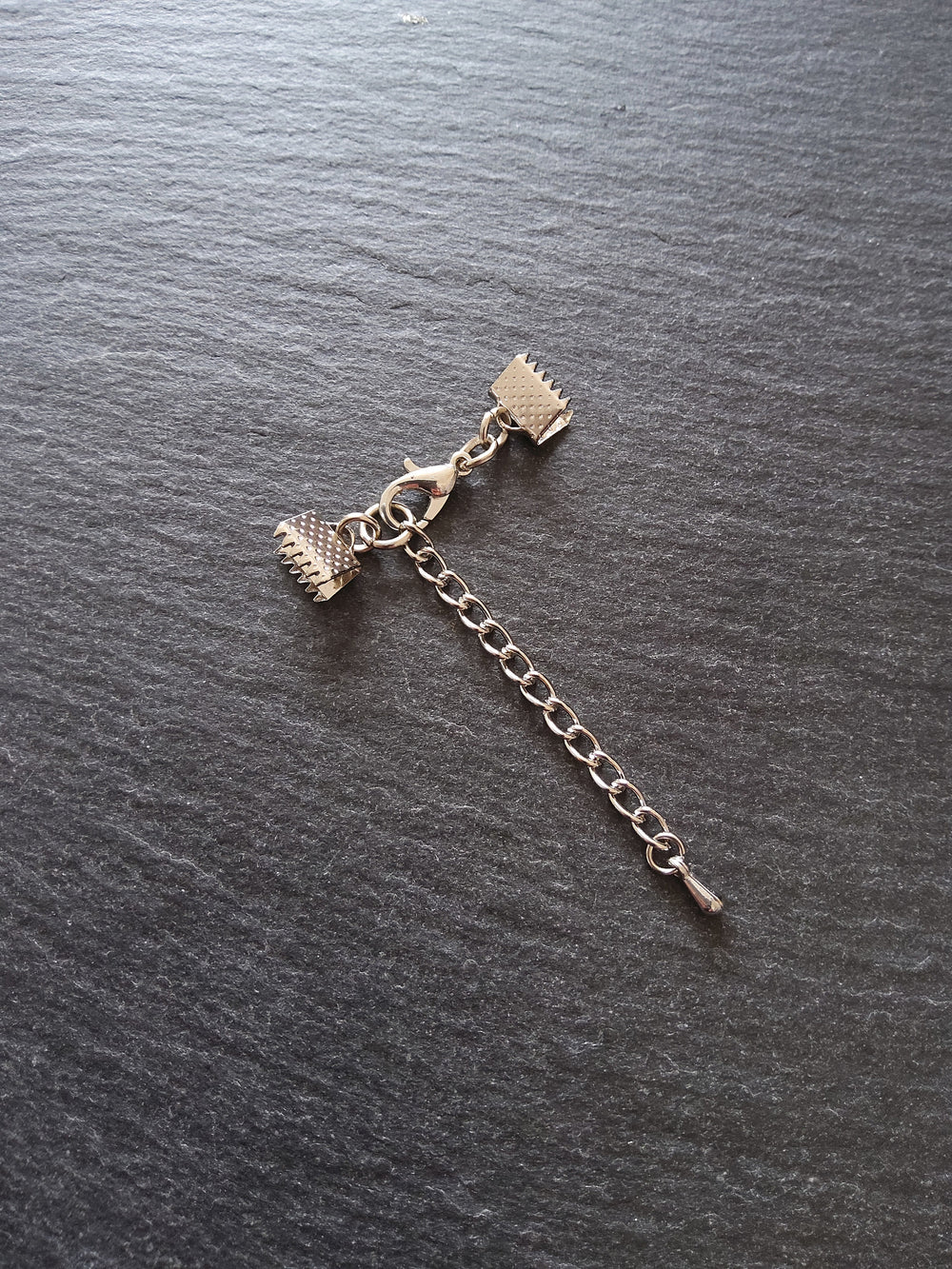 5 Antique Silver Tone Crimp End Sets for Chokers & Bracelets. Various Sizes