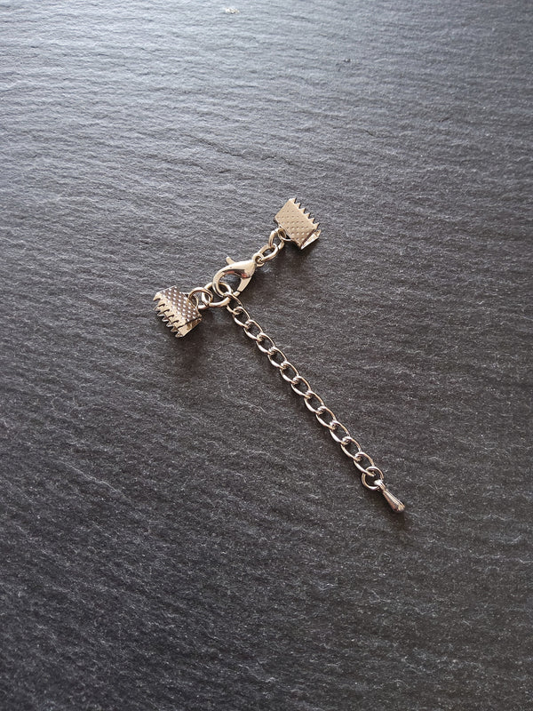5 Antique Silver Tone Crimp End Sets for Chokers & Bracelets. Various Sizes