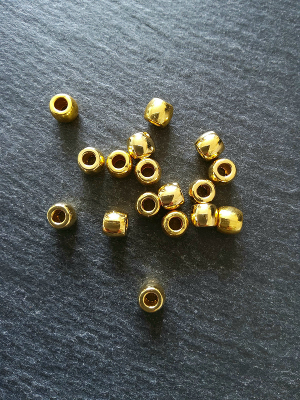 20 or 100 Bright Gold 6mm Smooth Plain Barrel Metal Alloy Spacer Beads 6x5mm Hole: 2.8mm