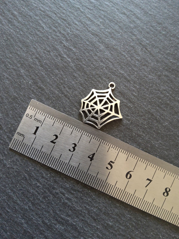 20 or 100 Cobweb Charms Antique Silver Tone 24x24mm - ContentedCatz
