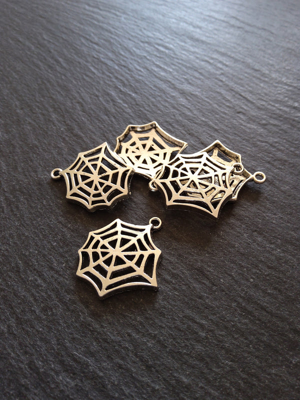 20 or 100 Cobweb Charms Antique Silver Tone 24x24mm - ContentedCatz