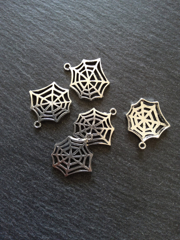 20 or 100 Cobweb Charms Antique Silver Tone 24x24mm - ContentedCatz