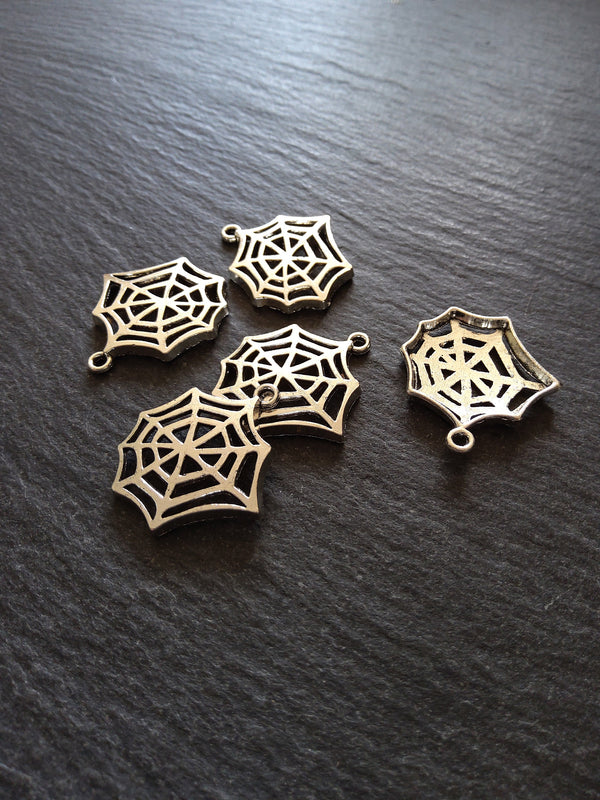 20 or 100 Cobweb Charms Antique Silver Tone 24x24mm - ContentedCatz