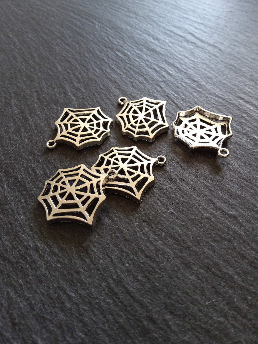 20 or 100 Cobweb Charms Antique Silver Tone 24x24mm - ContentedCatz