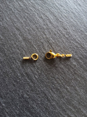 4 or 20 Gold Stainless Steel Folding Crimp End Sets for 0.5mm to 1mm Cord