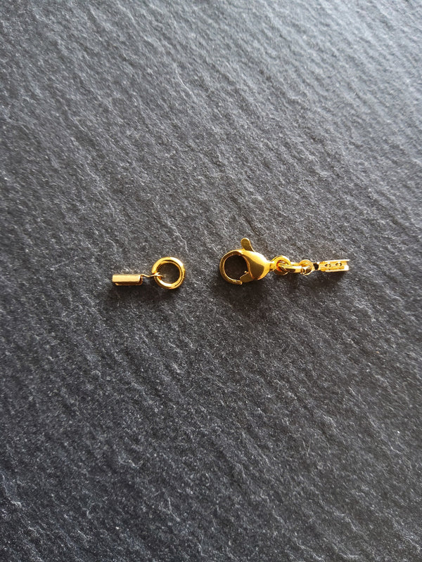4 or 20 Gold Stainless Steel Folding Crimp End Sets for 0.5mm to 1mm Cord
