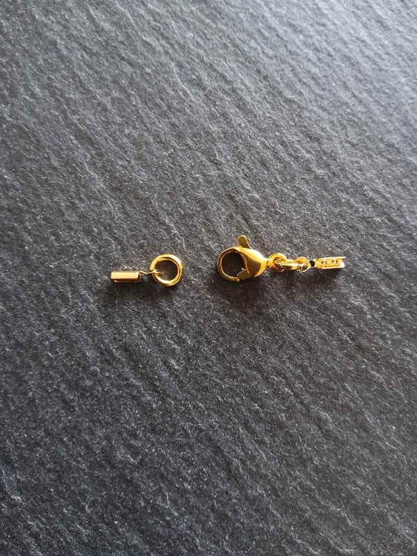 4 or 20 Real Gold Plated Folding Crimp End Sets for 0.5mm Cord for Necklaces