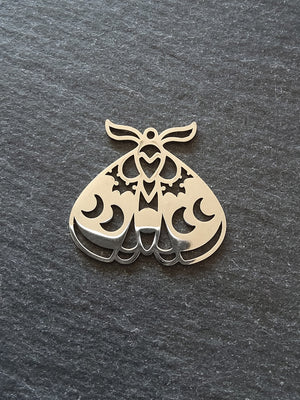 1 or 5 Stainless Steel Moth Pendant Charm Flat 30x28mm