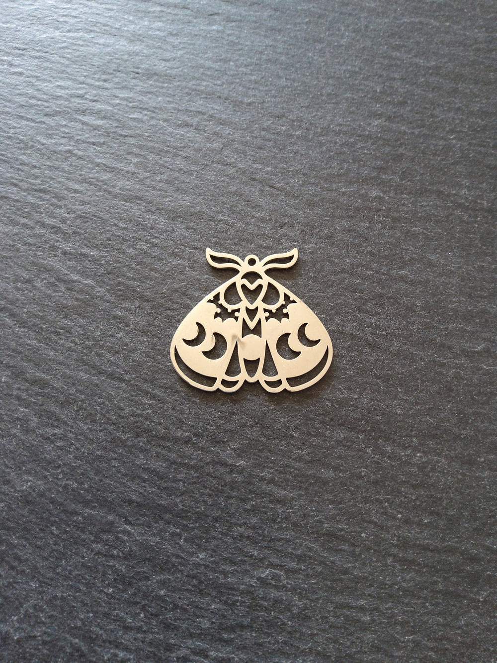 1 or 5 Stainless Steel Moth Pendant Charm Flat 30x28mm