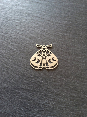 1 or 5 Stainless Steel Moth Pendant Charm Flat 30x28mm