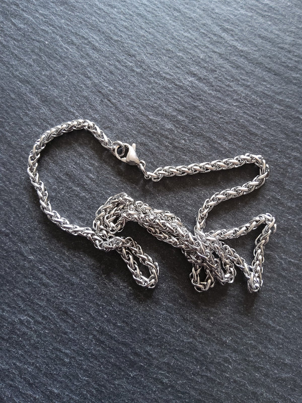 Stainless Steel Wheat Chain Necklace or Bracelet 3mm Wide