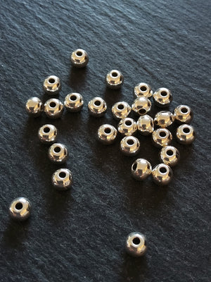 40 or 200 Silver Tone 5mm Solid Round Alloy Ball Spacer Beads 1.5mm Hole. Nickel FREE