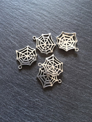 20 or 100 Cobweb Charms Antique Silver Tone 24x24mm - ContentedCatz