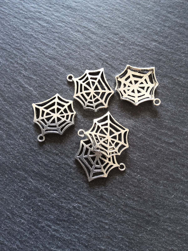 20 or 100 Cobweb Charms Antique Silver Tone 24x24mm - ContentedCatz